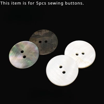 5PCS Natural Shell Buttons Fastener 2/4 Holes 15/20/20mm for Dress Shirt Costume - Image 1 of 4