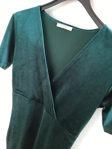 zara trafaluc stretchsamt kleid M smaragd grün boho blogger party - Bild 1 von 11