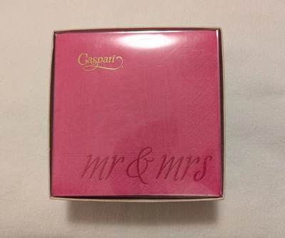 Caja de servilletas de cóctel Caspari Mr & Mrs Premium 5X5 Fushia 50 unidades nuevas en paquete Foto 1 de 3