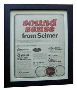 SELMER INSTRUMENTS+POSTER+AD+VINTAGE FRAMED RARE 1971 ORIGINAL+FAST WORLD SHIP - Imagen 1 de 7