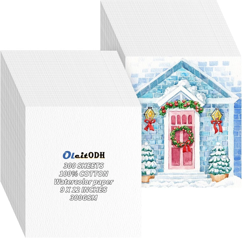 300 hojas de papel de acuarela de algodón a granel 140 lb 300 GSM papel de arte 9 x 12 pulgadas Foto 1 de 4