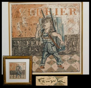 Leonard Tsuguharu Foujita Woodblock Print 1960 "Glass Seller" Little Professions - Picture 1 of 10