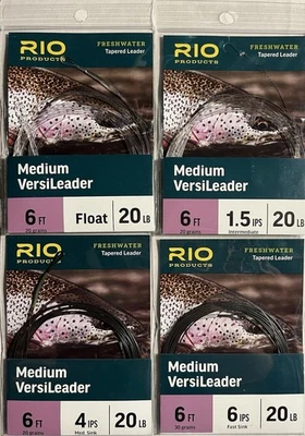 PAQUETE RIO MEDIUM VERSILEADER: 6’ LÍDERES EN FLOTADOR, 1.5 IPS, 4 IPS, 6 IPS, NUEVO Foto 1 de 4