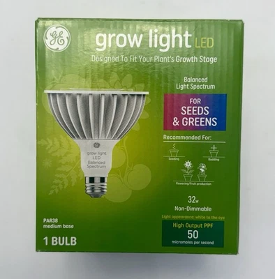 GE Lighting Grow Light Starters 93101232 32W White PAR38 Grow LED Light Bulb New - Image 1 of 4