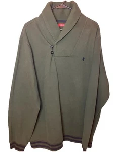 Izod Pullover Uomo Taglia XL Verde Foresta Righe Navy Classico Felpa Collo - Foto 1 di 10