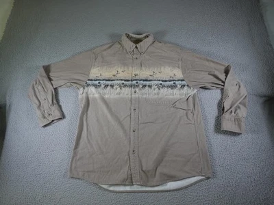 Vintage Cabelas Chamois Shirt Mens Large Brown Deerskin Soft Hunting Ducks Dogs - Image 1 of 4