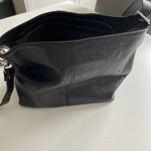 Borse in Pelle Black Handbag/Shoulder Bag Vintage Real Leather, - Picture 1 of 9