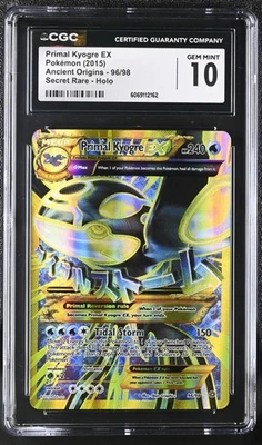 CGC 10 GEM MINT Primal Kyogre EX Ancient Origins 96/98 Secret Rare Pokemon Card - Image 1 of 2