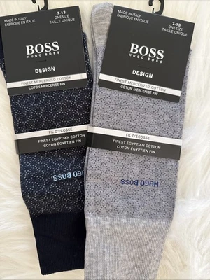 Hugo Boss NEW Blue / Gray Mini Pattern 2 Pair Men’s Socks - Image 1 of 4