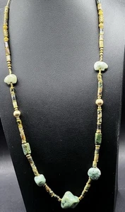 10k Yellow Gold Turquoise Fetish Bead Necklace  - Bild 1 von 20