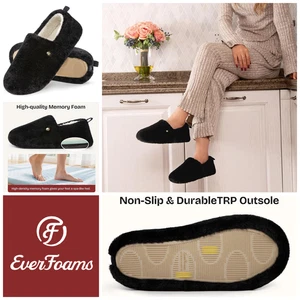 Womens Closed Back Slippers Size 7 - 8 Memory Foam Non Slip Super Soft Hard Sole - Picture 1 of 8