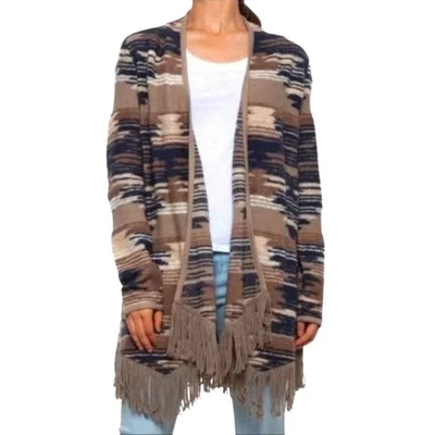 NWT Lucky Brand Aztec Southwest Cardigan MEDIUM Open Sweater Slubby Western $129 - Image 1 of 4