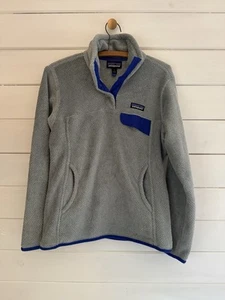 Pullover polar PATAGONIA Re Tool Snap T para mujer PEQUEÑO gris azul bolsillos - Imagen 1 de 4