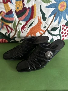 Zoccoli donna Brighton Rubens 6M marroni mules vernice pelle tacco slip on Italia - Foto 1 di 7