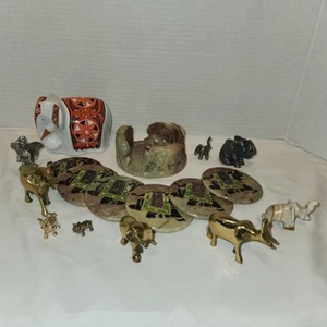 Large Lot Of Elephants, Coasters, Figurines, Brass, Stone, Pewter.... Collecter - Picture 1 of 22