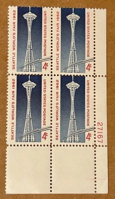 Scott #1196, 1962 Seattle World's Fair, US 4¢ Block, MNH/OG, VF/XF - Image 1 of 2
