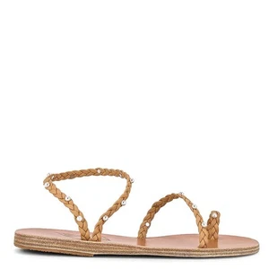 Ancient Greek Sandals Ladies Natural Eleftheria Pearls Flat Sandals, Brand Size - Picture 1 of 4