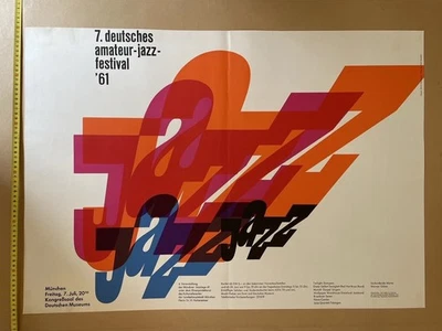 Original Plakat 7. Deutsches Amateur-Jazz-Festival ’61 München MidCentury Design - Bild 1 von 4