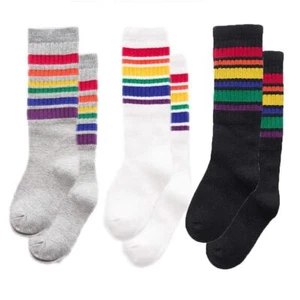 Little Girls' Rainbow Knee-High Tube Socks 3-Pair Set for Toddler Boys - Picture 1 of 6