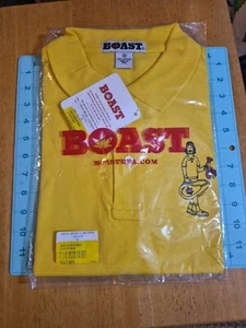 NWT BOAST USA Men's Short Sleeve POLO SHIRT Medium Yellow Jersey Lobsterman - Picture 1 of 4