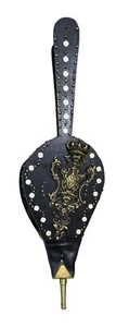 Decorative Fireplace Bellows with Ornate Brass Crest & Mother of Pearl Inlays - Picture 1 of 8