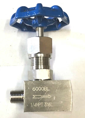 NNI Needle Valve 1/4" NPT Male x 1/4" NPT Female 6000 PSI Stainless Steel 316L - Image 1 of 4
