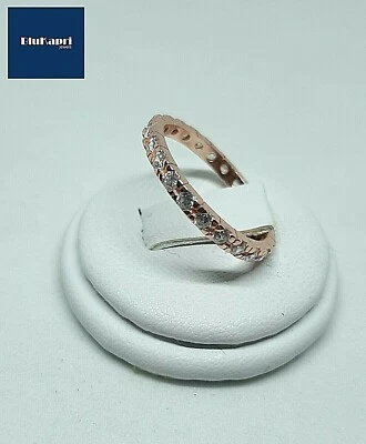 Anello Donna riviera in argento 925 rosa con zirconi bianchi - Immagine 1 di 4