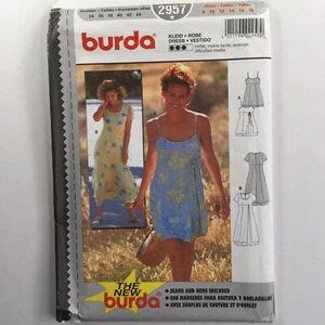 Burda 2957 Spaghetti Strap Dress Tunic Empire Bodice Ladies New Uncut Pattern - Picture 1 of 12