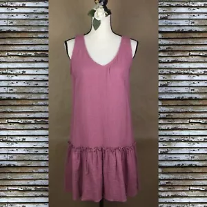DREW Women Gauzy Cotton Flowy MIDI Dress Casual Sleeveless Ruffle Hem Small New! - Picture 1 of 7