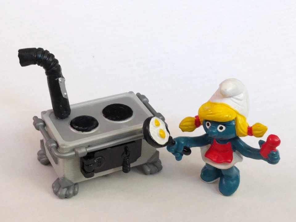 Estatuilla de PVC pitufo vintage Schleich RARA 4.0238 horno de cocina pitufina con Alemania Foto 1 de 4