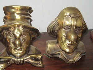 Vintage Craftsman solid Brass Clown Book Ends (2) GA-A-28 - Picture 1 of 5