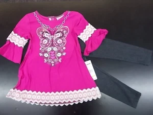 Girls Flapdoodles $45 Dress Top W/T Leggings 2PC. Set Sizes 4 & 5 - Picture 1 of 6