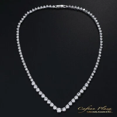 Accessori da Sposa Zirconia AAA+ Collana Argento Bianco Semplice - Immagine 1 di 4