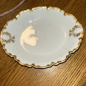 Antique HAVILAND china W/gold Scalloping 7 inch Bread Dish - Picture 1 of 3
