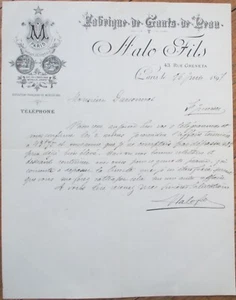 Handschuhfabrik 1897 französischer Briefkopf, Malo Fils Paris Rue Greneta Leder Frankreich - Bild 1 von 1
