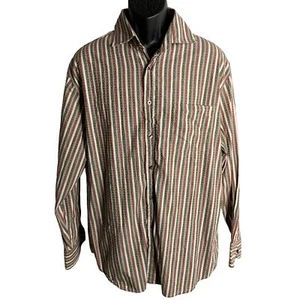 Vintage 90s Button Up Long Sleeve Shirt XL Multicolor Textured Stripes Pocket - Picture 1 of 7