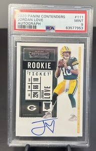 2020 Panini Contenders - #111 Jordan Love Rookie Ticket Autograph PSA 9