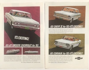 Vintage 1962 Original Print Advertisement Two Page - Chevrolet 1963 Models - Bild 1 von 1