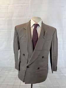 DOUBLE BREASTED Giorgio Armani Men's Beige Brown Solid Wool Blazer 40S $1,295 - Picture 1 of 11