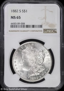 1882-S $1 Morgan Silver Dollar NGC MS 65 | White Uncirculated UNC BU - Picture 1 of 4