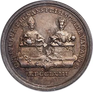 1763, Freising (Bishopric). Rare Silver Sede Vacante 1½ Thaler Medal. NGC AU-53! - Picture 1 of 3