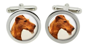 Irish Terrier Cufflinks in Chrome Box - Picture 1 of 5