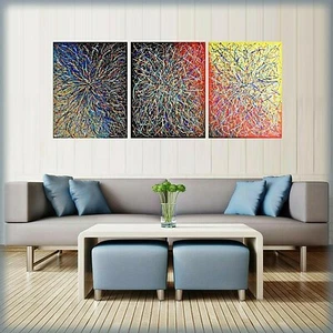 Abstraktes Gemälde im Jackson Pollack Stil mit 3 Tafeln - Bild 1 von 11