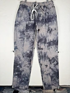 Talla L 34 - Pantalones deportivos EPTM Tie-Dye negros grises con cordón puños rodillas - Imagen 1 de 6