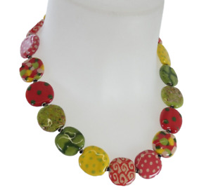 Kazuri Beads Necklace BNWT Multicolour Green Red Yellow Handmade Summer Kenya