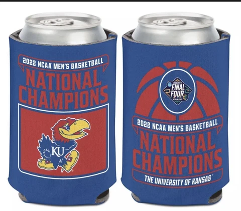 KANSAS JAYHAWKS 2022 FINAL FOUR NATIONAL CHAMPION BEER POP CAN COOLER Cover