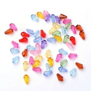 100 BULK Beads Faceted Teardrop Acryic Beads Assorted Lot 9mm Tear Drop Beads