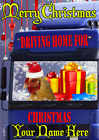 dhfx1 Huhn fahren nach Hause zu Weihnachten Weihnachten A5 personalisierte Grußkarte