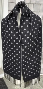 Charter Club Womens 100% Cashmere Polka Dot Gray Black Scarf Reversible EUC! - Picture 1 of 5