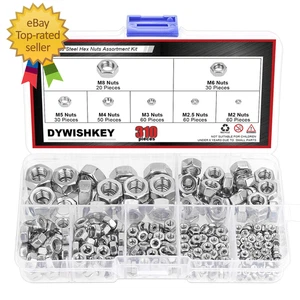 Kit surtido de tuercas hexagonales métricas de acero inoxidable 304 de 310 piezas para perno de tornillo - Imagen 1 de 4
